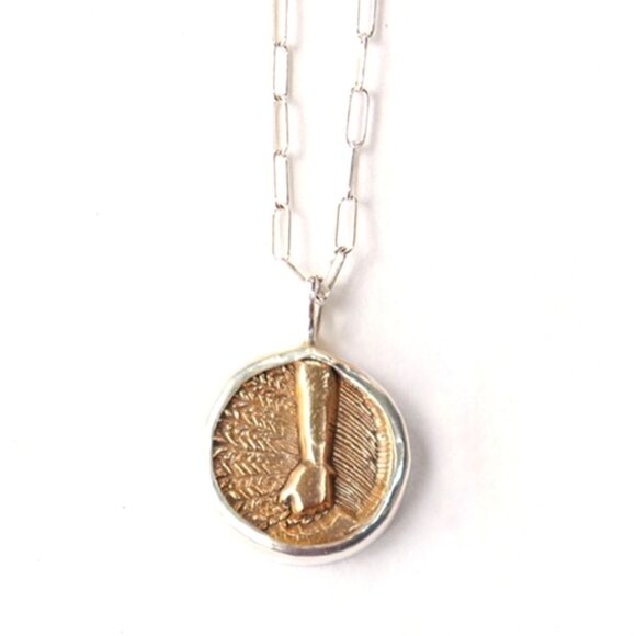 EARTH Zodiac Element Sign Symbol Bronze Coin Charm 925 Sterling Silver Necklace - Picture 1 of 14